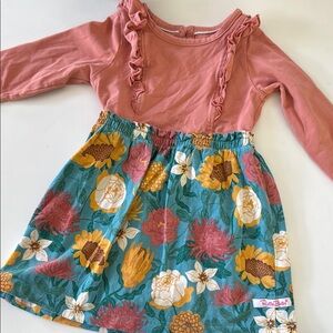 Pink and Floral Long Sleeve Dress